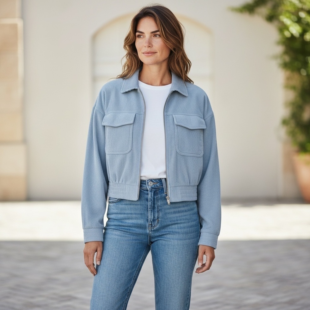NWT Aerie Groove-on Rib Velour Full Zip Jacket Size M.